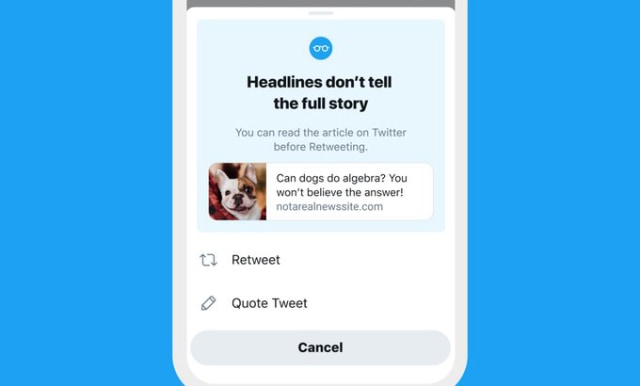 Twitter will prompt users to read articles before retweeting them.