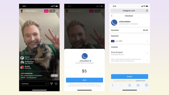 Instagram now lets broadcasters fundraise in live streams.