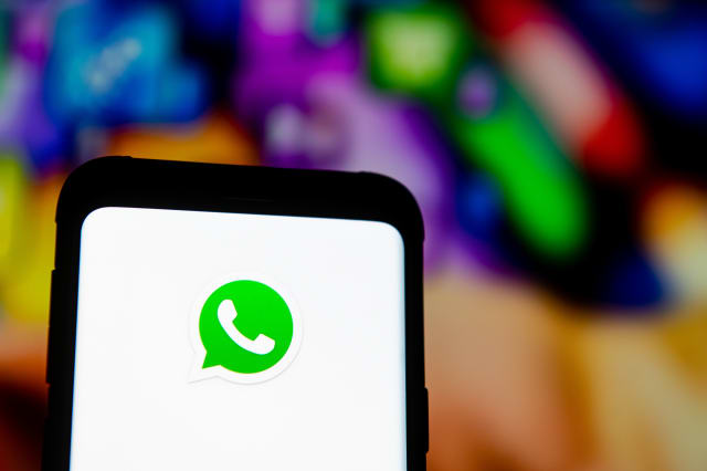 POLAND - 2020/03/23: In this photo illustration a Whatsapp logo seen displayed on a smartphone. (Photo Illustration by Mateusz Slodkowski/SOPA Images/LightRocket via Getty Images)