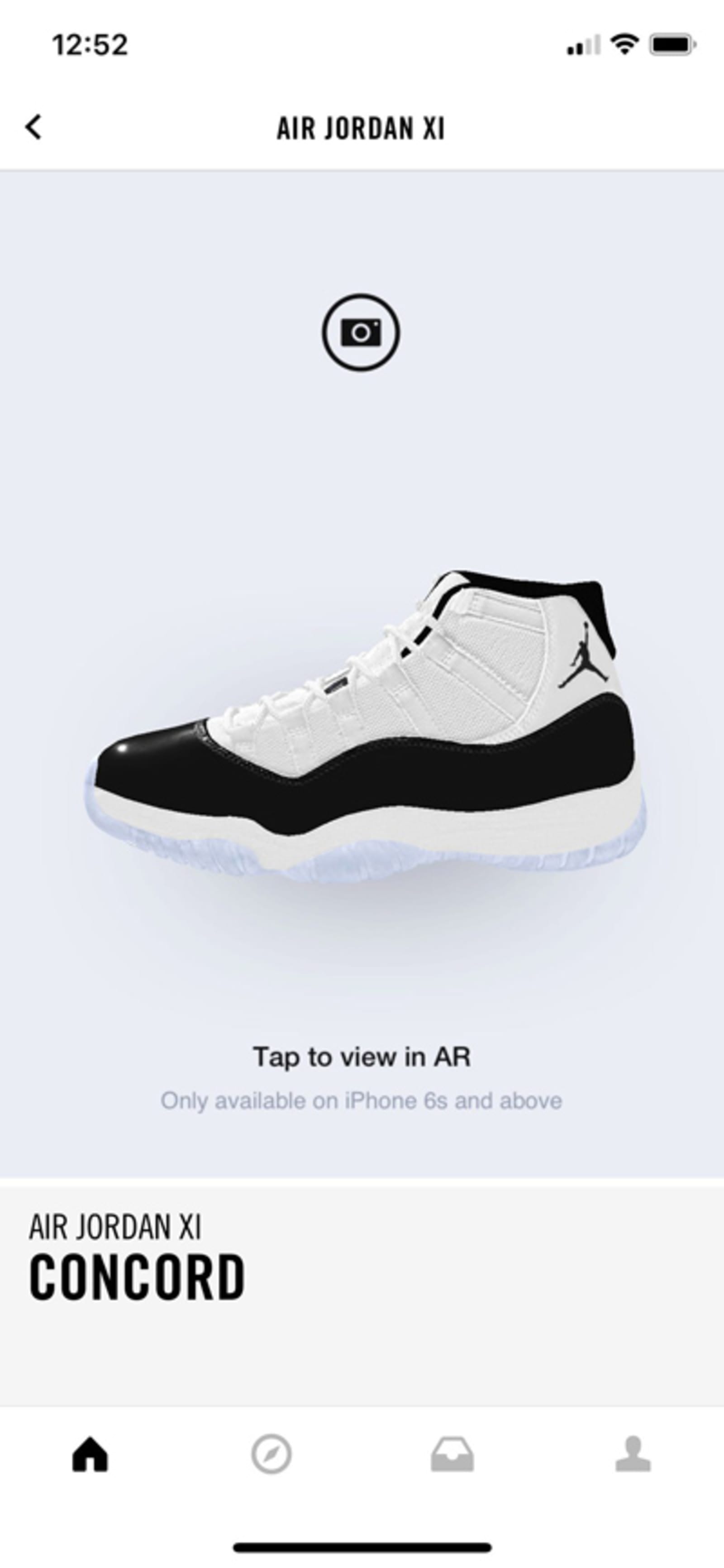 Nike Air Jordan 11 Concord in SNKRS app