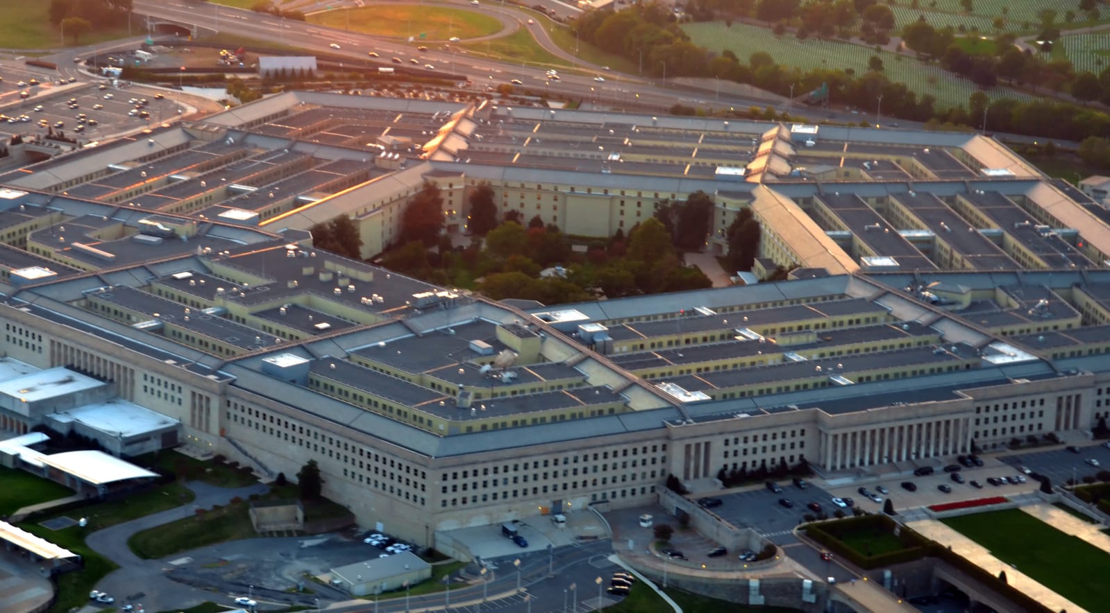 US Pentagon at sunset