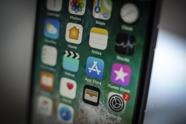 The App Store application is seen on an iPhone on October 1, 2018. (Photo by Jaap Arriens/NurPhoto via Getty Images)