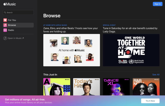 Apple Music web browser