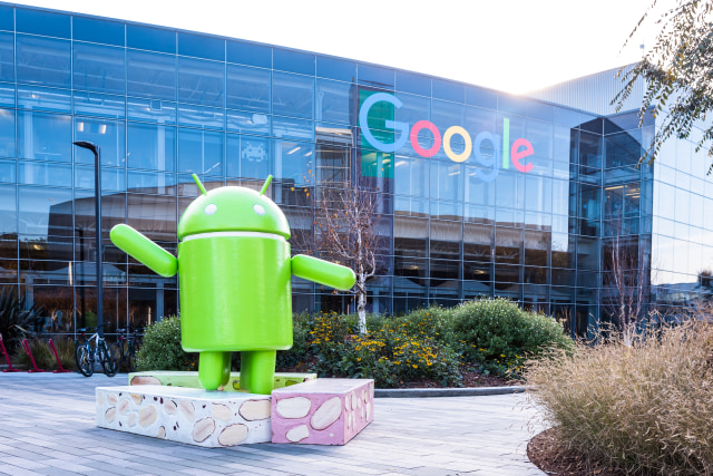 Mountain View, Ca/USA December 29, 2016: Googleplex - Google Headquarters with Android figure