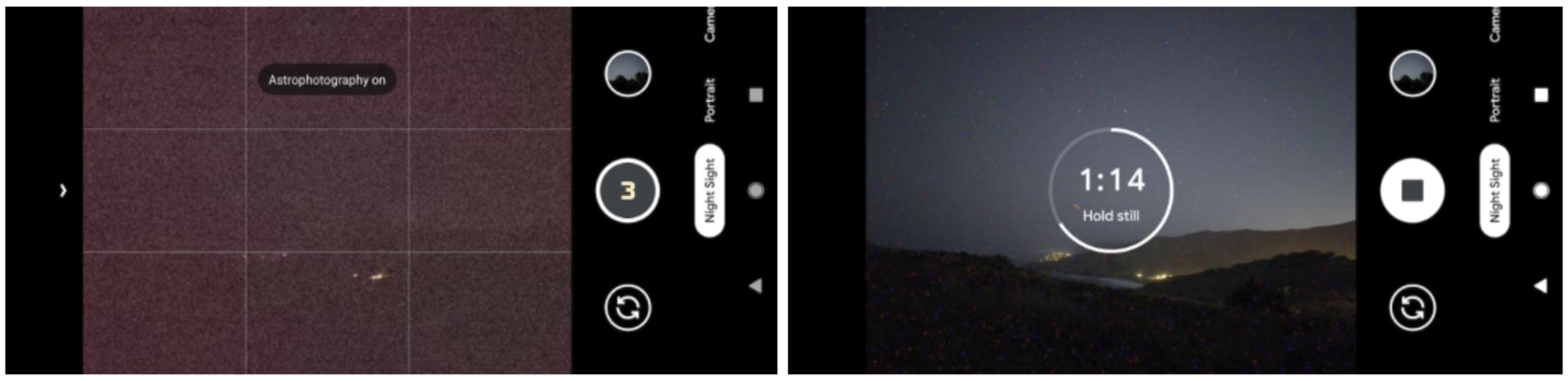 Google night sight pixel 4 astrophotography