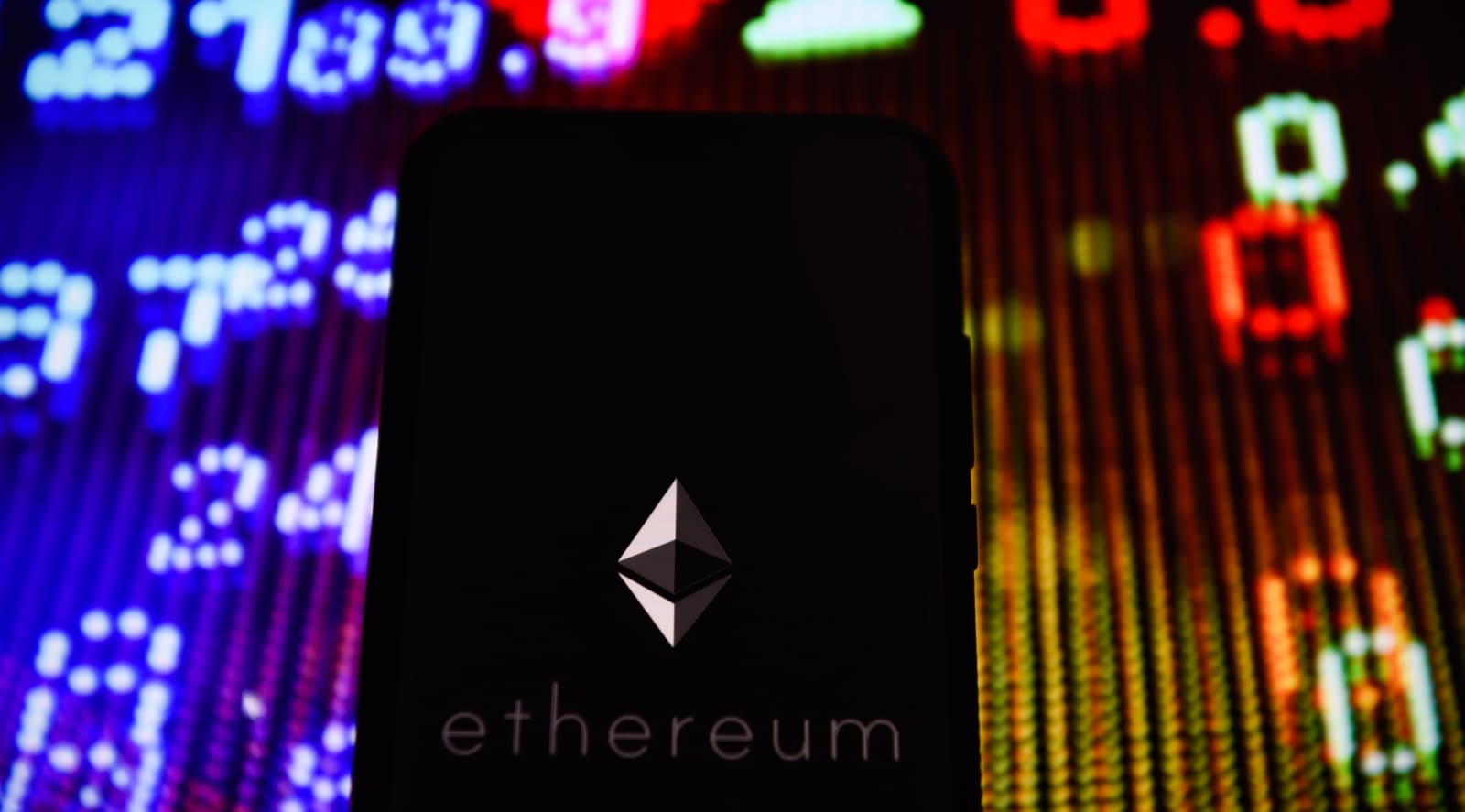 Crypto currency Ethereum  logo is seen on an android mobile