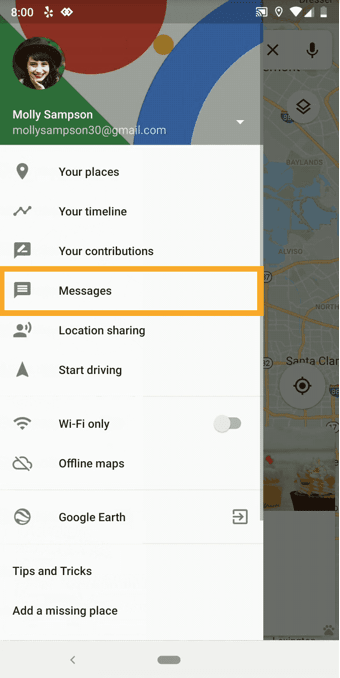 Google Maps Messages