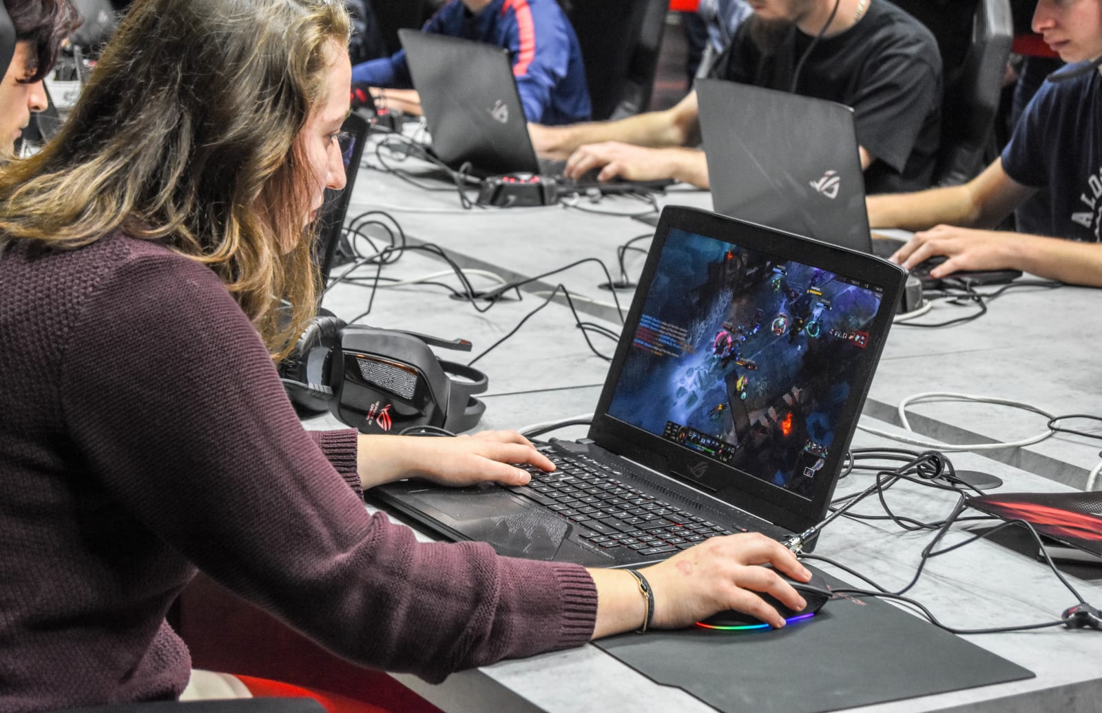 A female participants seen playing online game on a laptop...