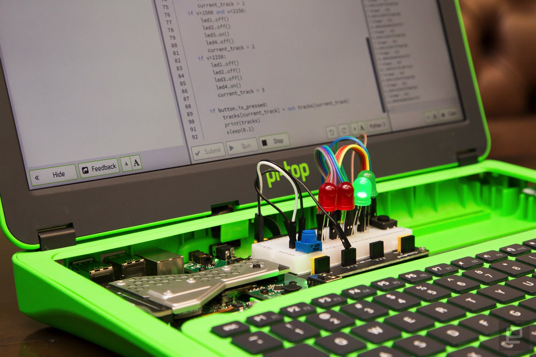 Raspberry Pi laptop teaches code with modular innards |