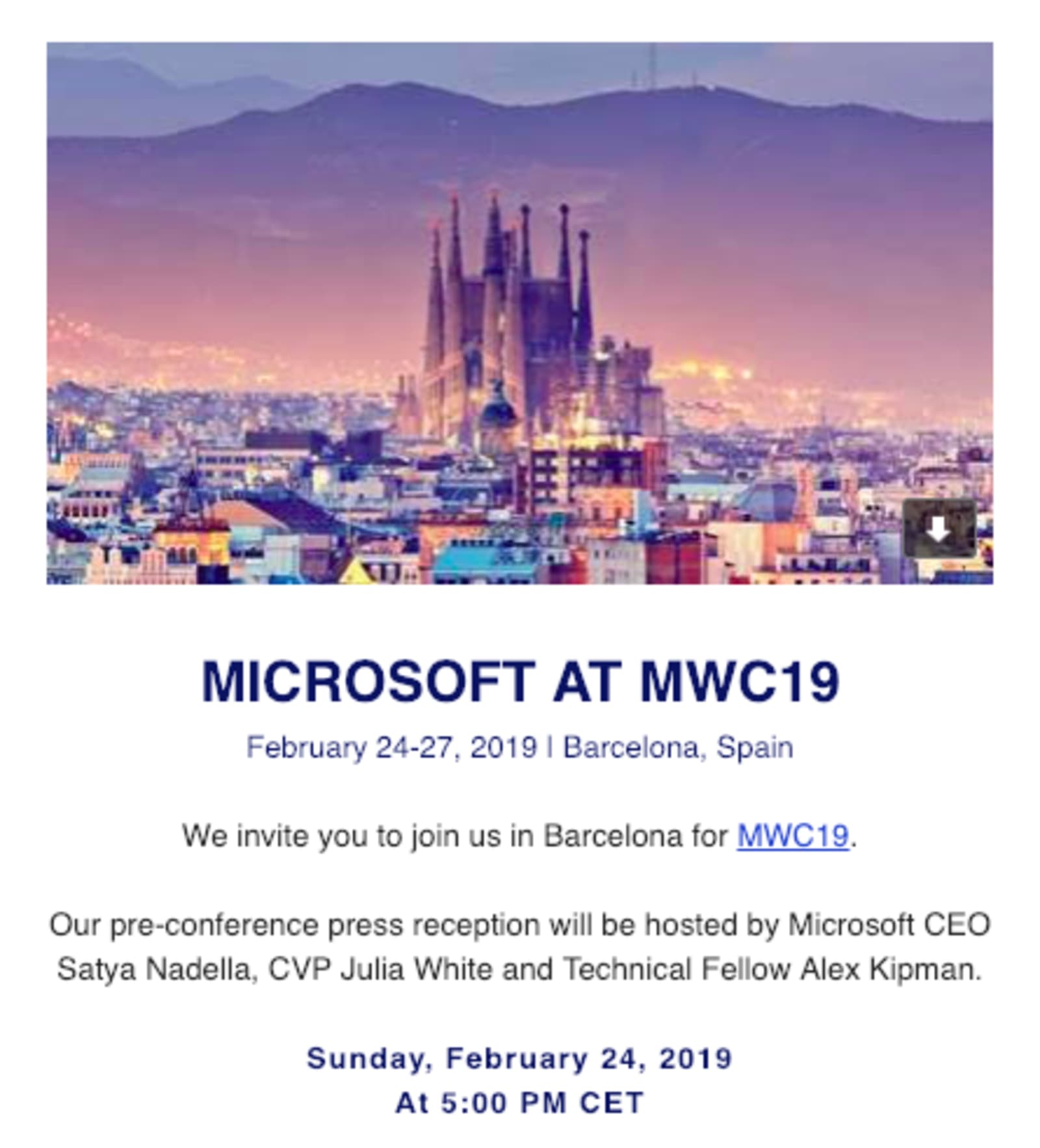 Microsoft MWC press event