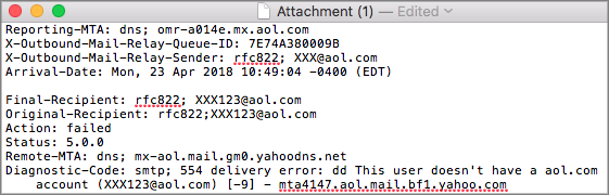 Image of the text of a MAILER-DAEMON attachment.