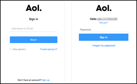 Image showing screens for each sign-in step.